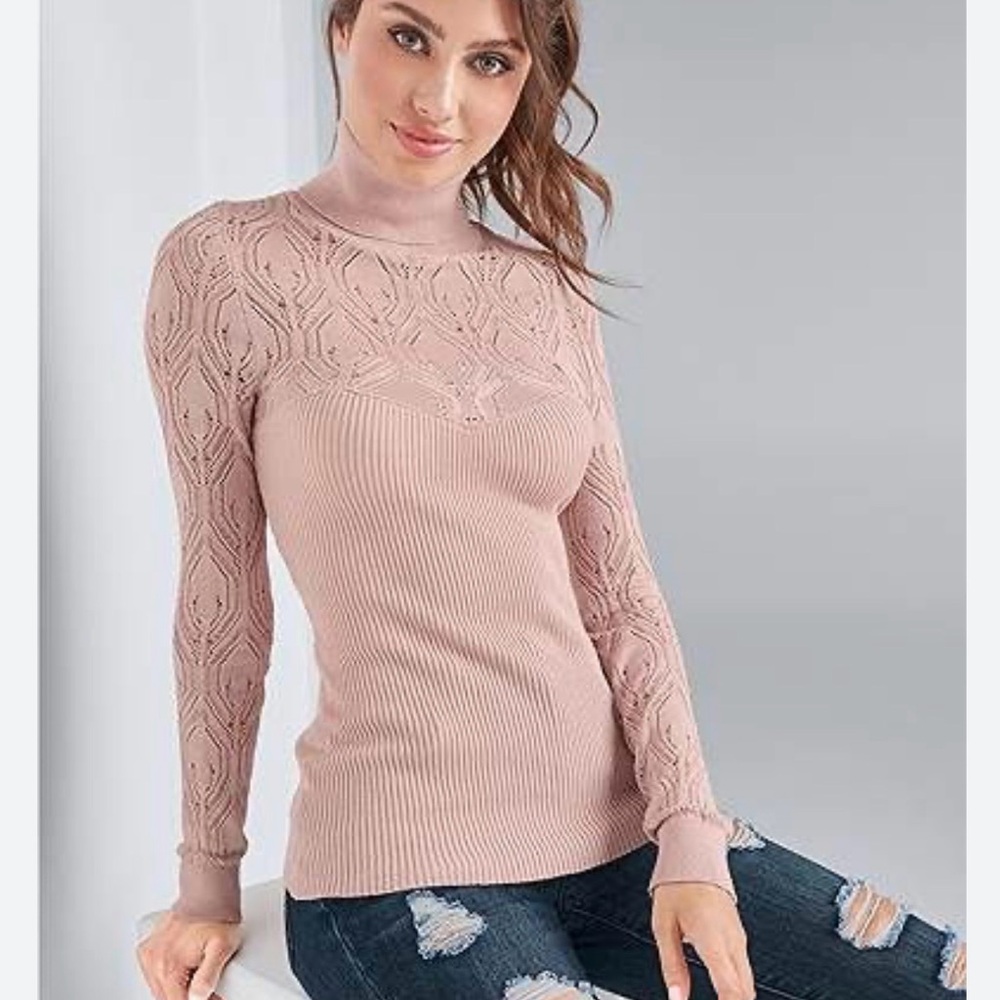 Sexy Pink Lace Detail Blouse